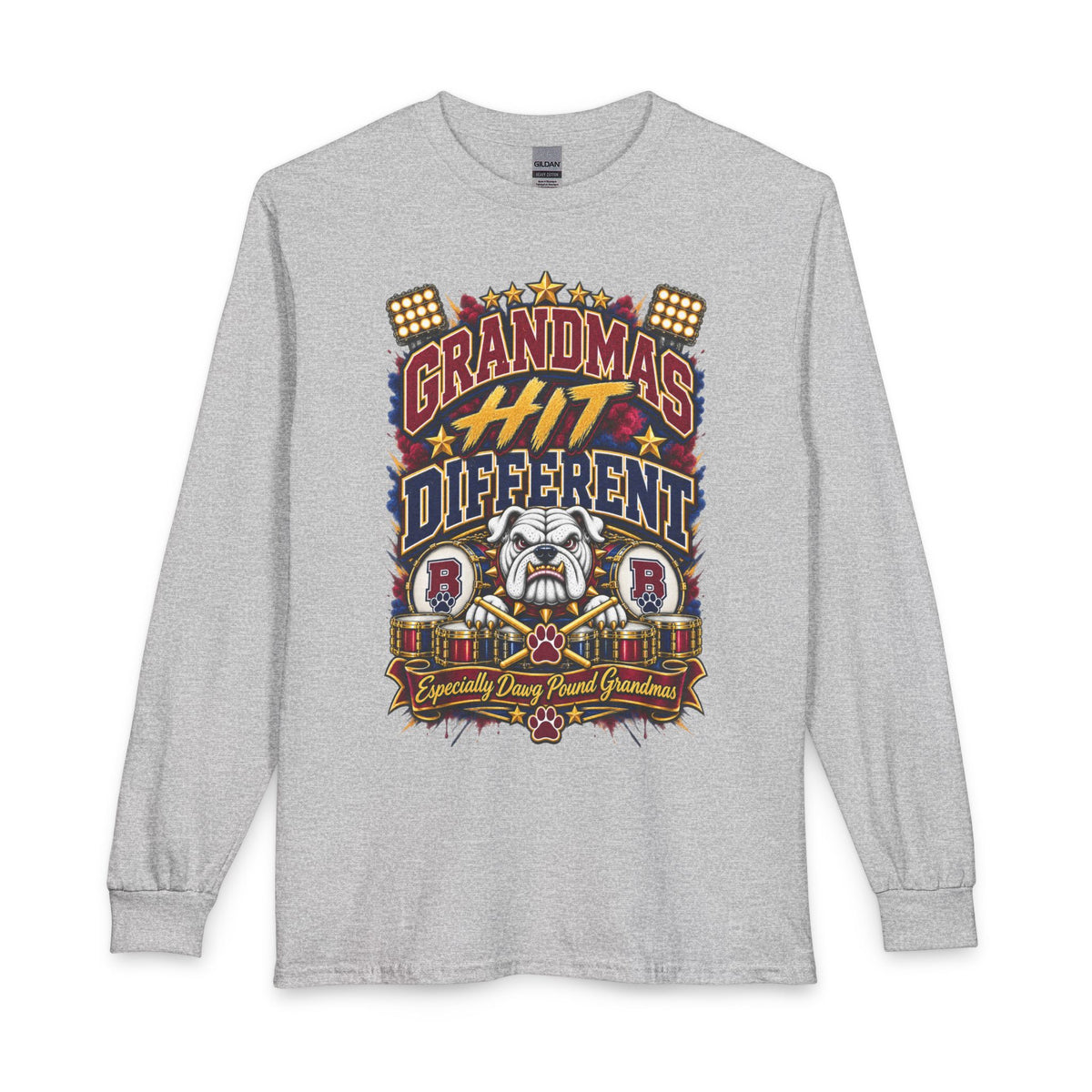 Grandma’s Hit Different Long Sleeve Tee — Funny Bulldog Family Pride Shirt