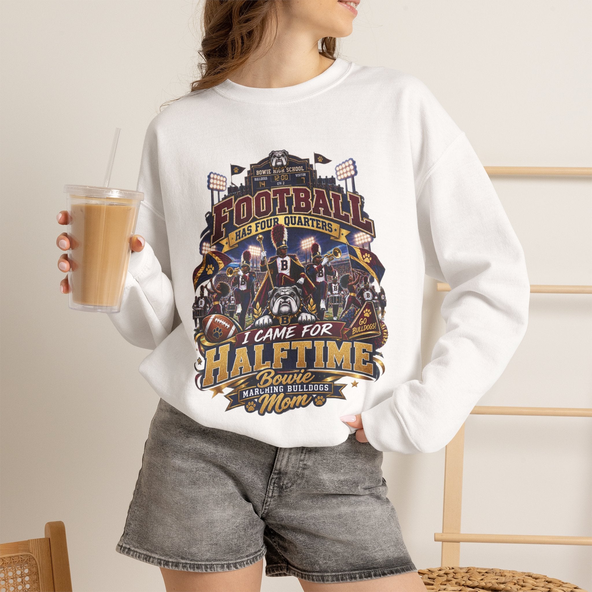 Football Halftime Crewneck Sweatshirt — "I Came For Halftime" Game Day Pullover
