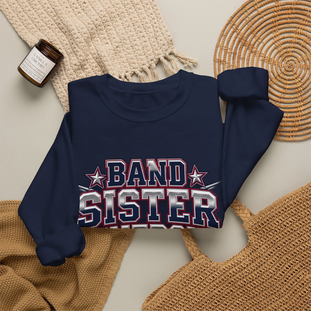 Band Sister Energy Sweatshirt — “All Heart, All Hype” Crewneck