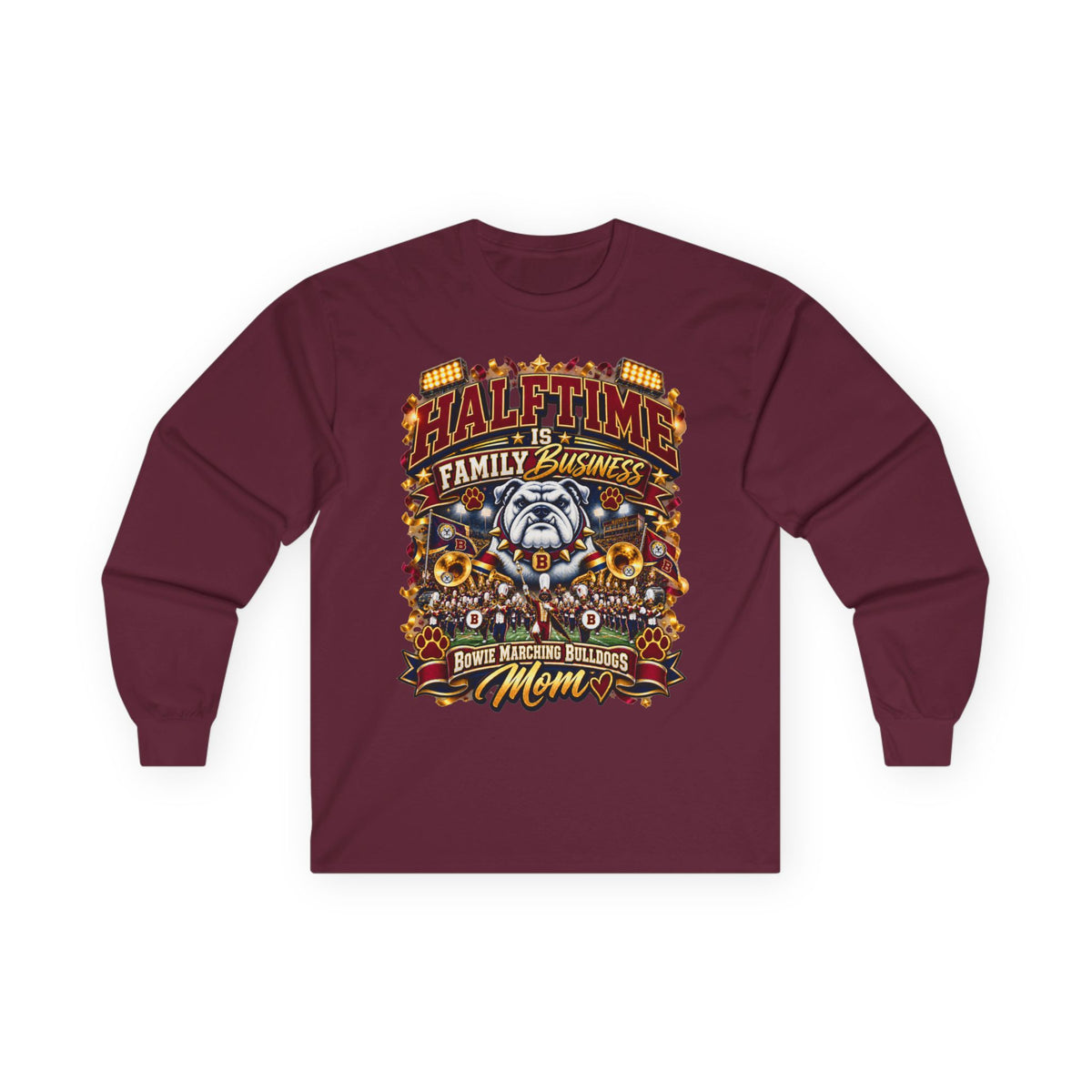 Halftime Family Business Long Sleeve Tee — Mom Football Crew Spirit