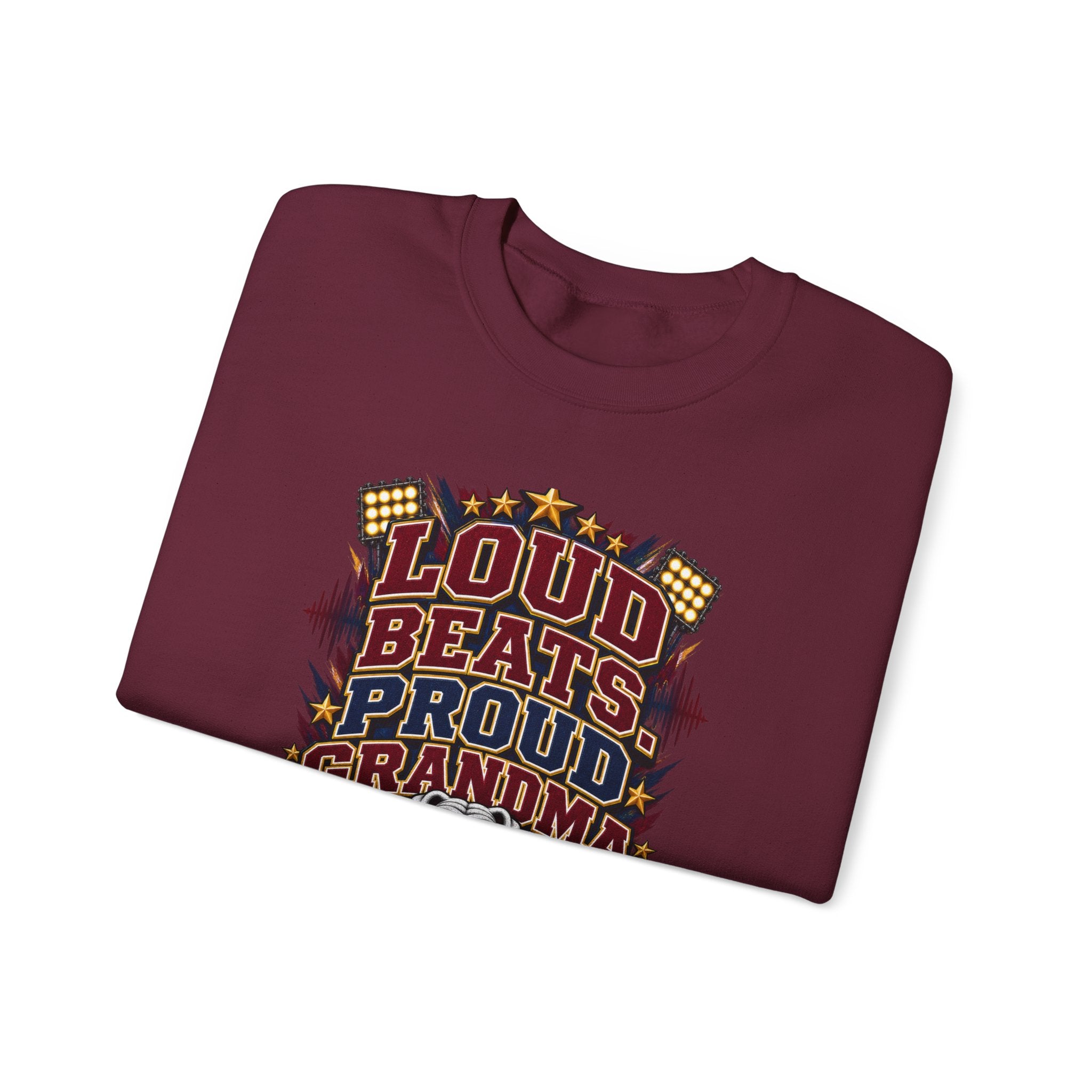 Loud Beats Proud Grandma Crewneck Sweatshirt — Vintage Music Fan Grandma Gift