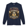Long Sleeve Dad T-Shirt — "My Favorite Player Doesn't Play Football, She Owns Halftime" Cheerleader Design