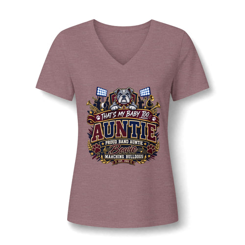 Auntie V-Neck Tee — Proud Band Auntie 'That's My Baby Too' Graphic T-Shirt