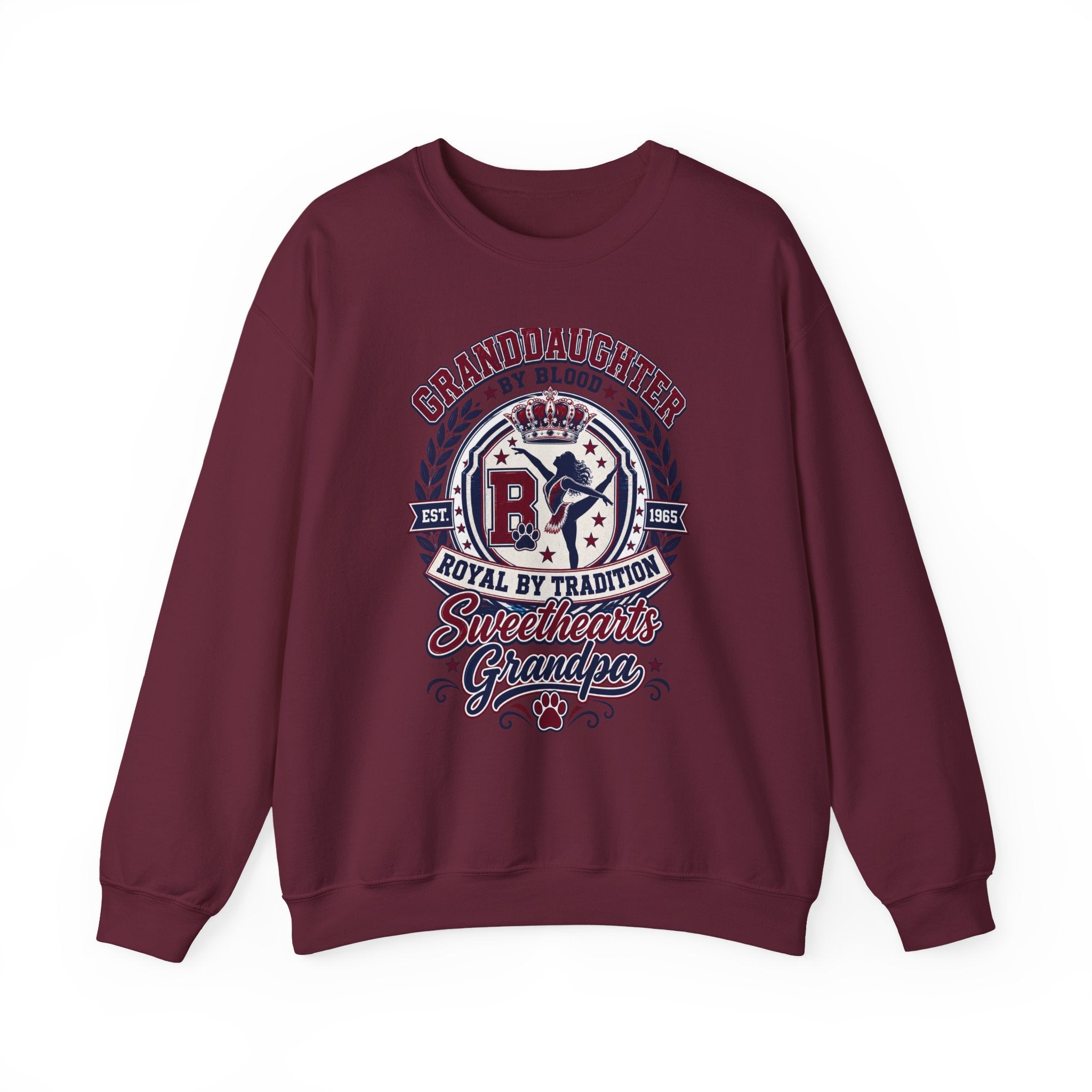 Granddaughter Sweethearts Grandpa Crewneck Sweatshirt - Royal By Tradition Design