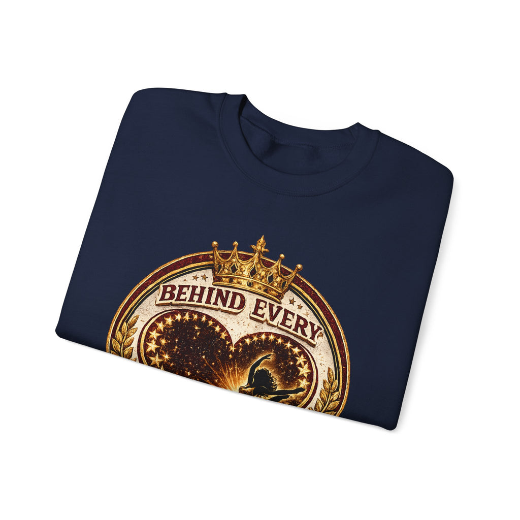 Crewneck Sweatshirt — "Behind Every Royal Sweetheart Is A Royal Mom" Vintage Heart Mom Pullover