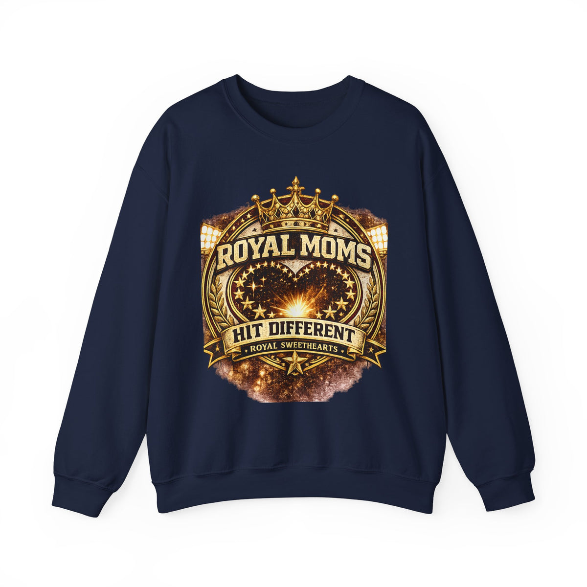 Royal Moms Crewneck Sweatshirt — "Royal Moms Hit Different" Graphic Pullover