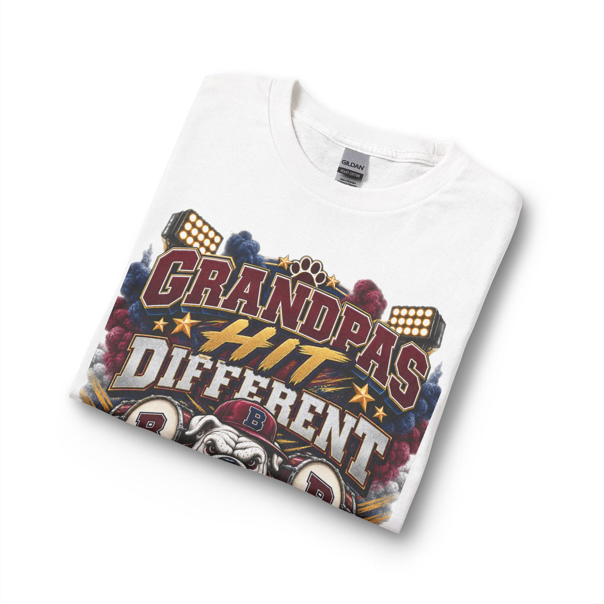 Grandpas Hit Different Long Sleeve Tee — "Especially Daring Proud Grandpas" Patriotic Bulldog Design