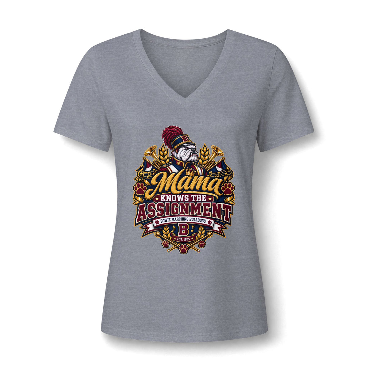 Women's V-Neck Tee — "Mama Knows the Assignment" Graphic Shirt