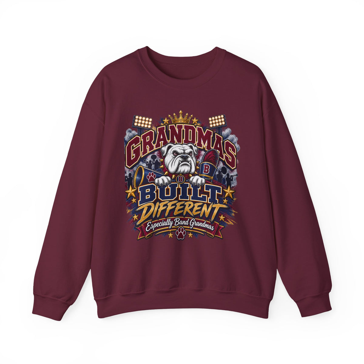 Grandma's Built Different Sweatshirt — Funny Bulldog Graphic Crewneck for Grandmothers