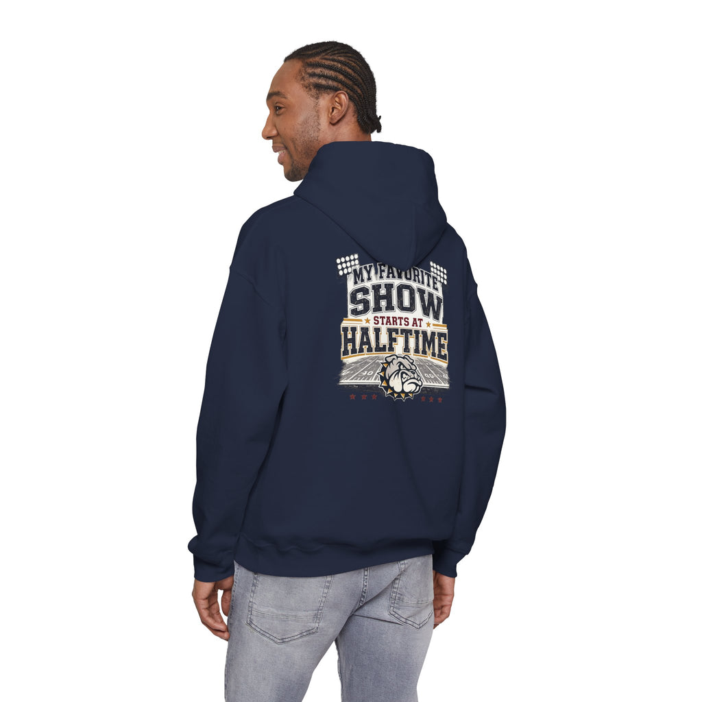 Bulldog Pride Hoodie — "My Favorite Show Starts at Halftime" Football Fan Pullover