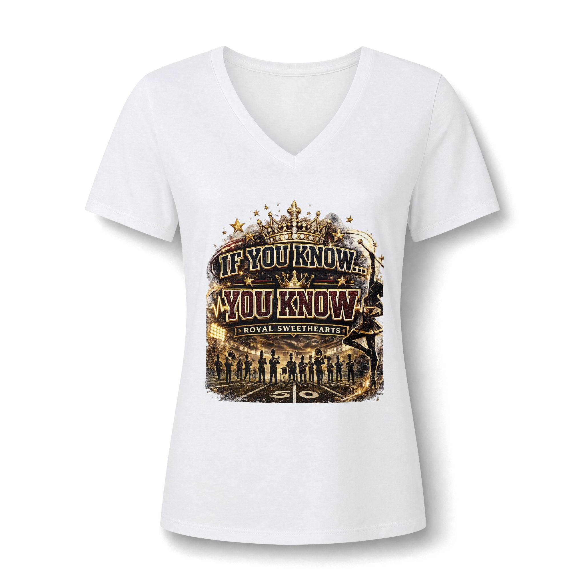 If You Know You Know V-Neck Tee — Royal Sweethearts Graphic Women's T‑Shirt