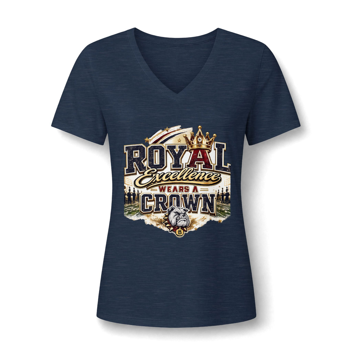 Women's 'Royal Excellence Wears a Crown' V-Neck Tee