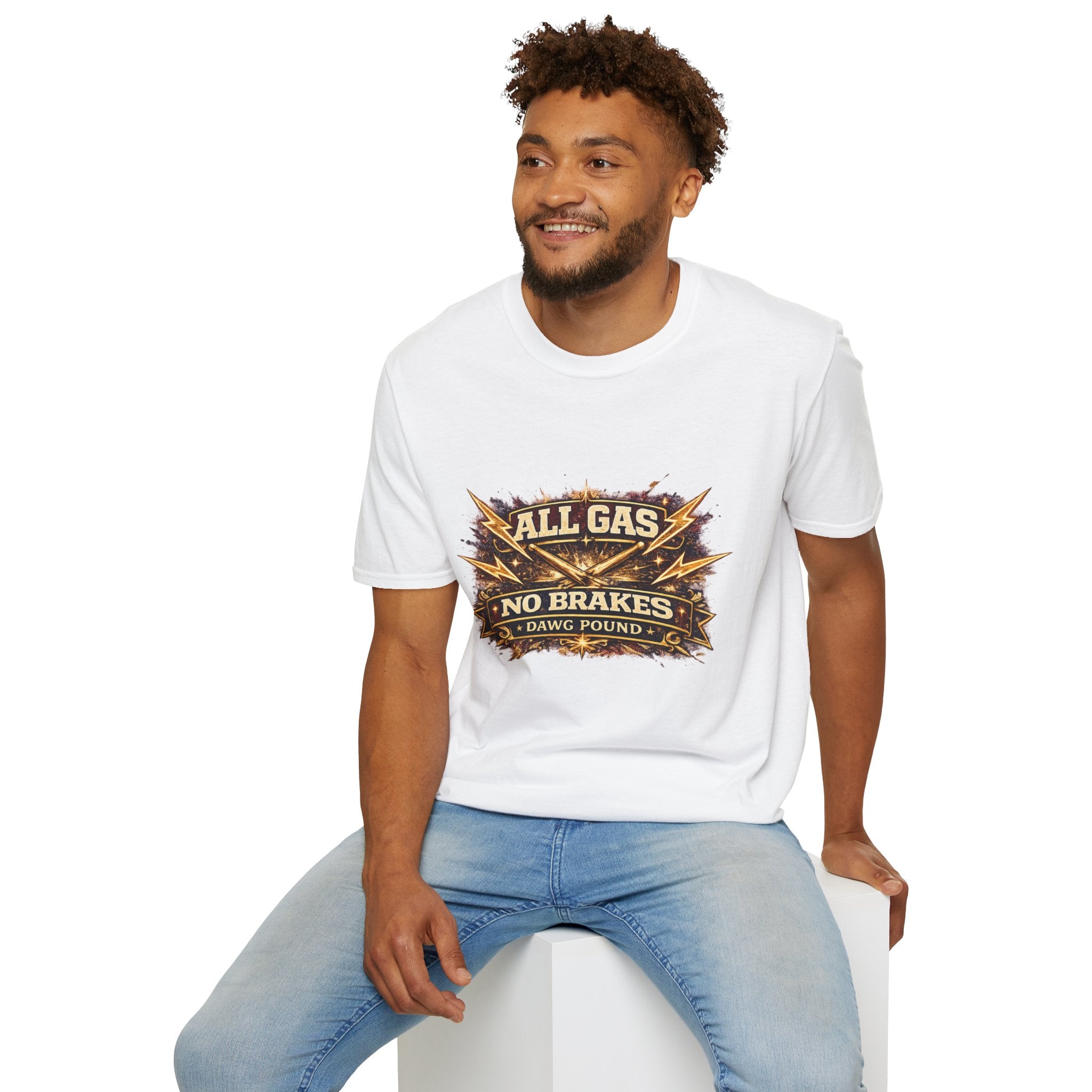 All Gas No Brakes T-Shirt — Vintage Lightning Moto Racing Tee