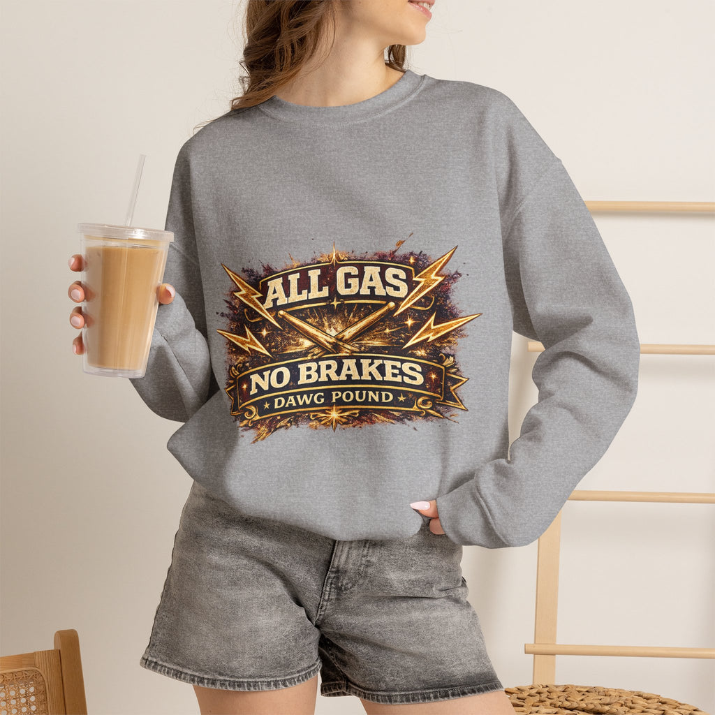 All Gas No Brakes Crewneck Sweatshirt — Vintage Racing Graphic Pullover