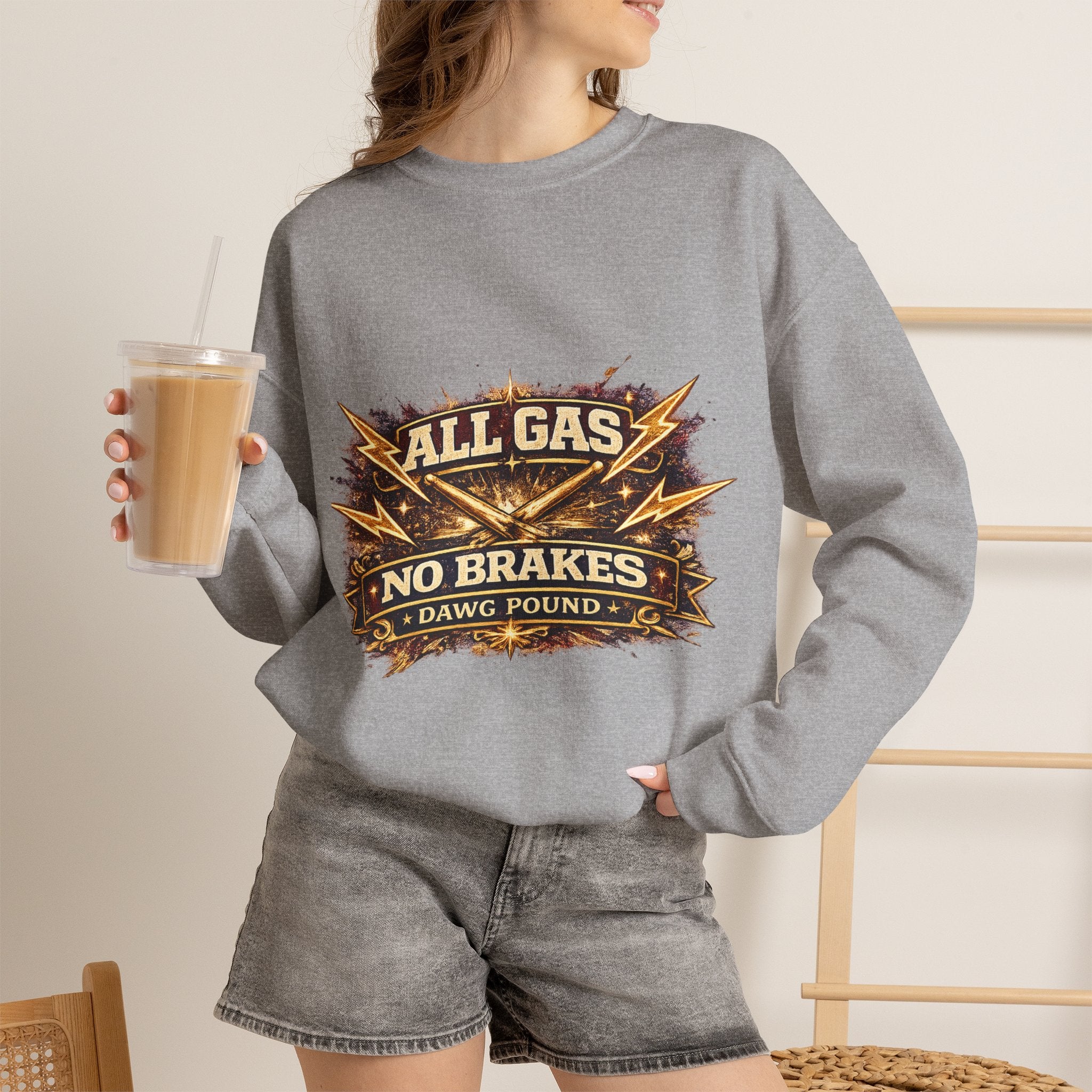 All Gas No Brakes Crewneck Sweatshirt — Vintage Racing Graphic Pullover