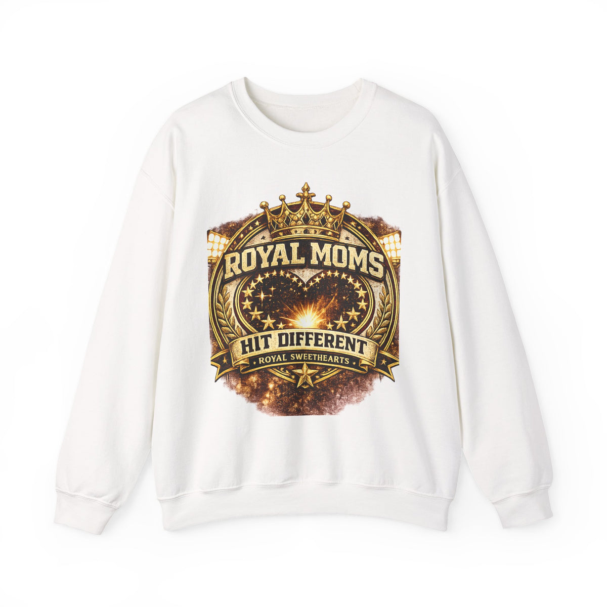 Royal Moms Crewneck Sweatshirt — "Royal Moms Hit Different" Graphic Pullover