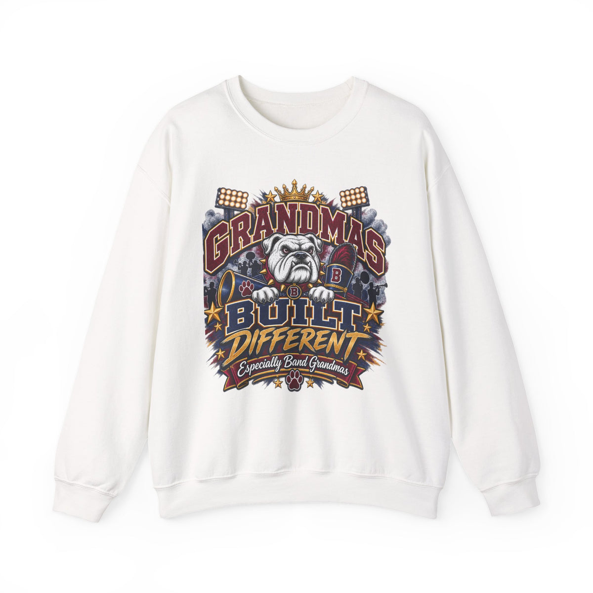 Grandma's Built Different Sweatshirt — Funny Bulldog Graphic Crewneck for Grandmothers