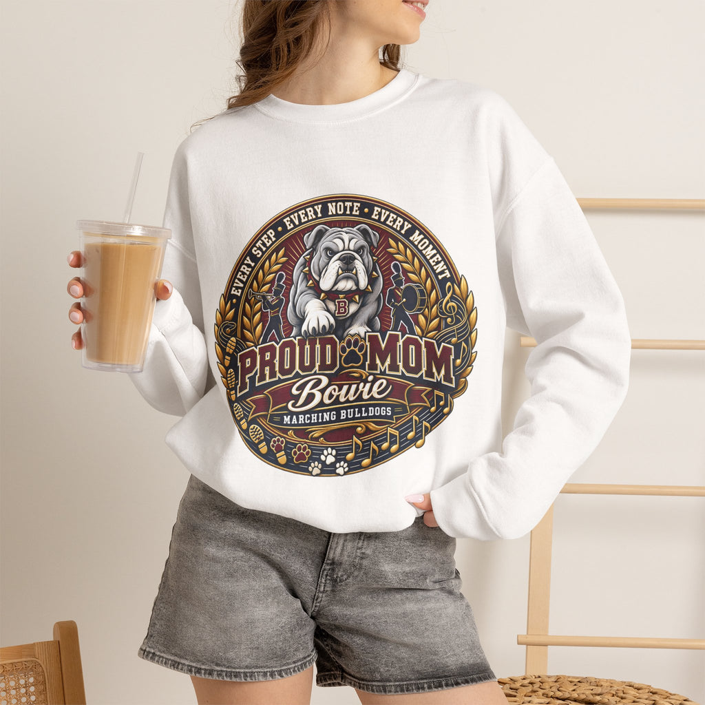 Proud Mom Crewneck Sweatshirt — "Bowie" Marching Bulldog Band Mom Pullover