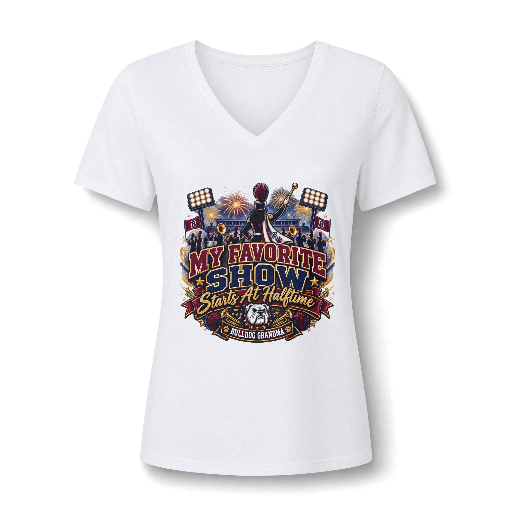 Women's 'My Favorite Show Starts at Halftime' V-Neck Tee — Football Halftime Show Fan Shirt
