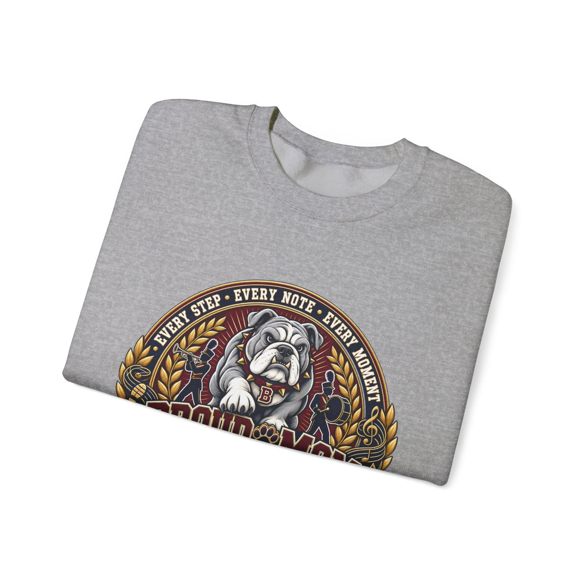 Proud Mom Crewneck Sweatshirt — "Bowie" Marching Bulldog Band Mom Pullover