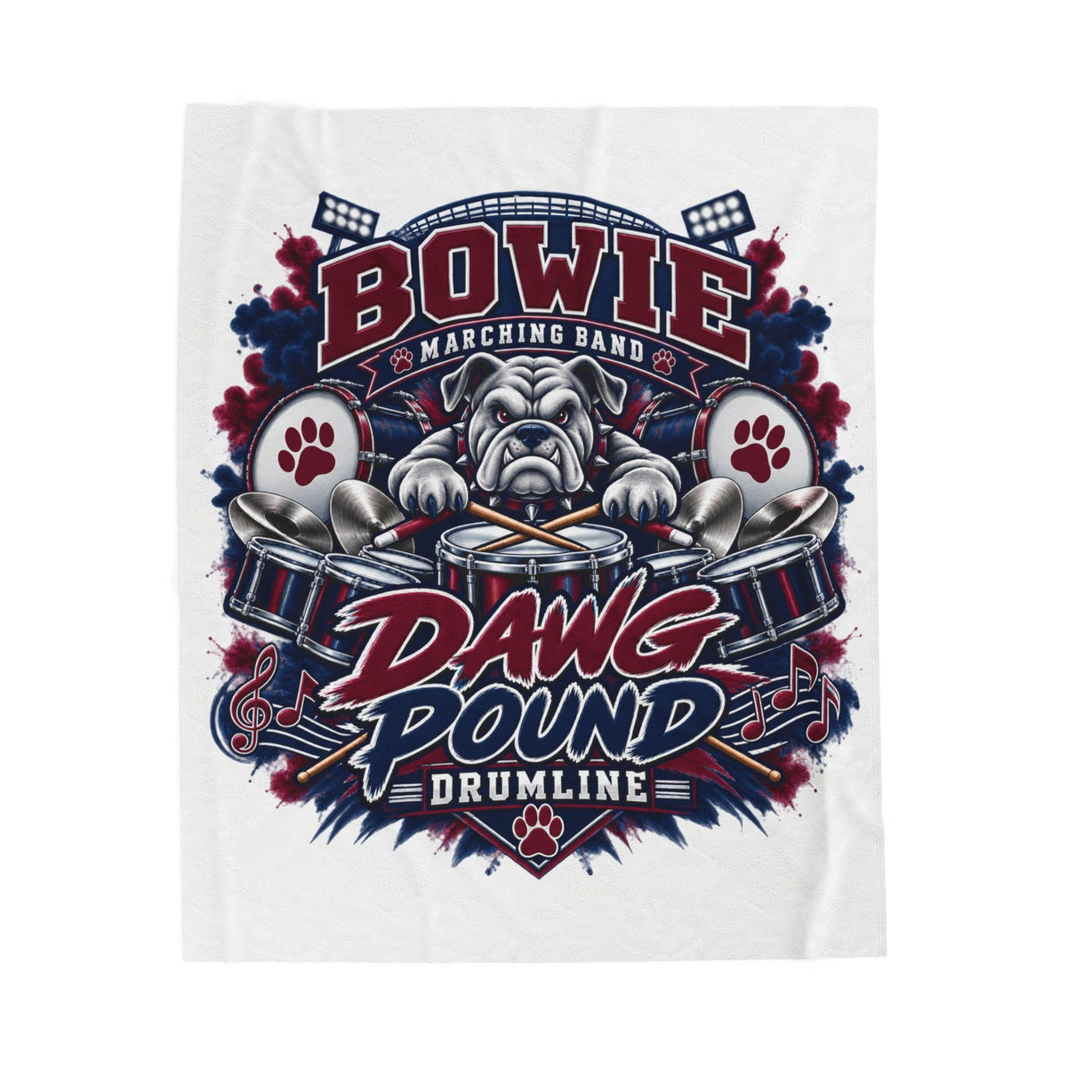 Velveteen Plush Blanket - Bowie Dawg Pound Marching Band Drumline Design