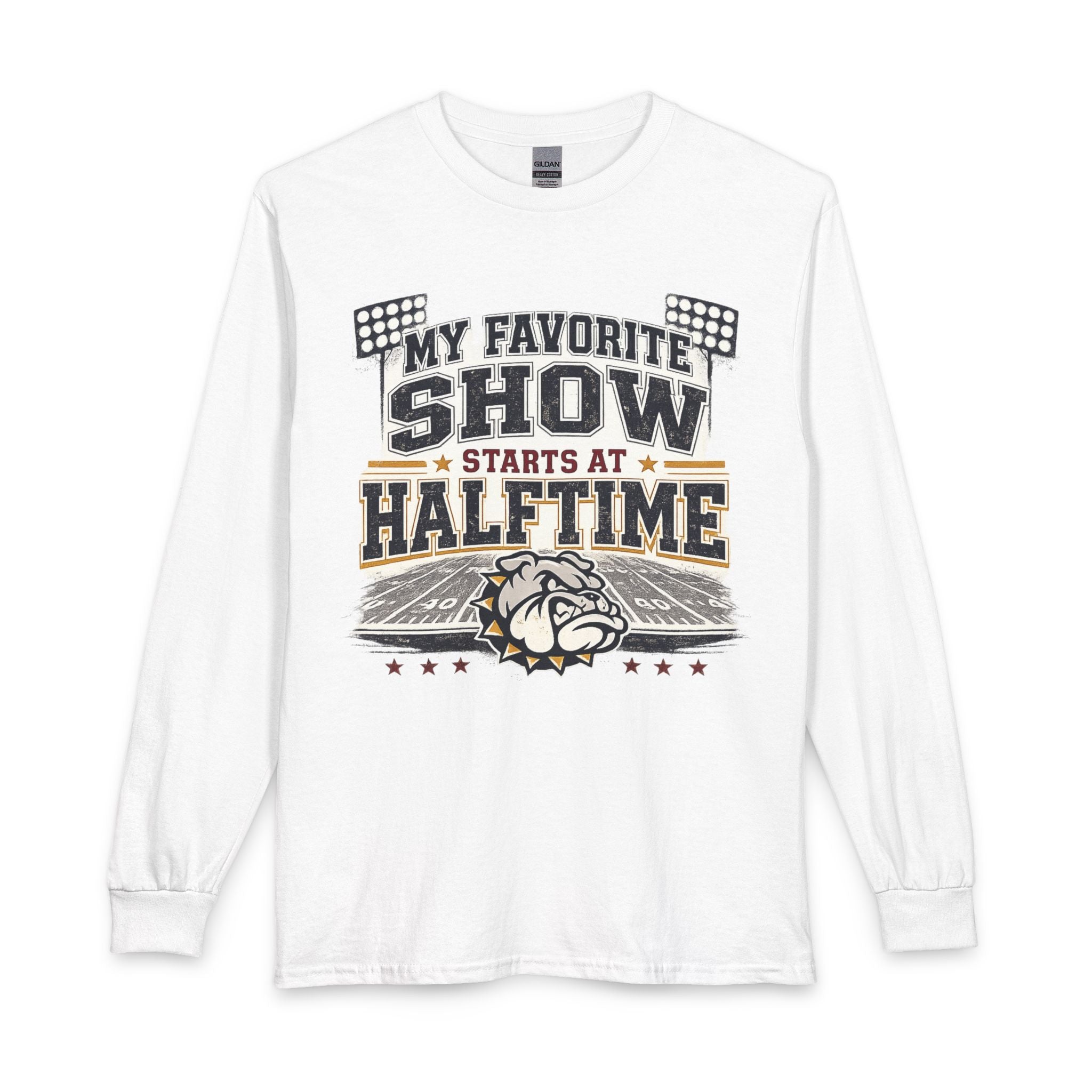 Halftime Show Football Long Sleeve Tee — "My Favorite Show Starts at Halftime"