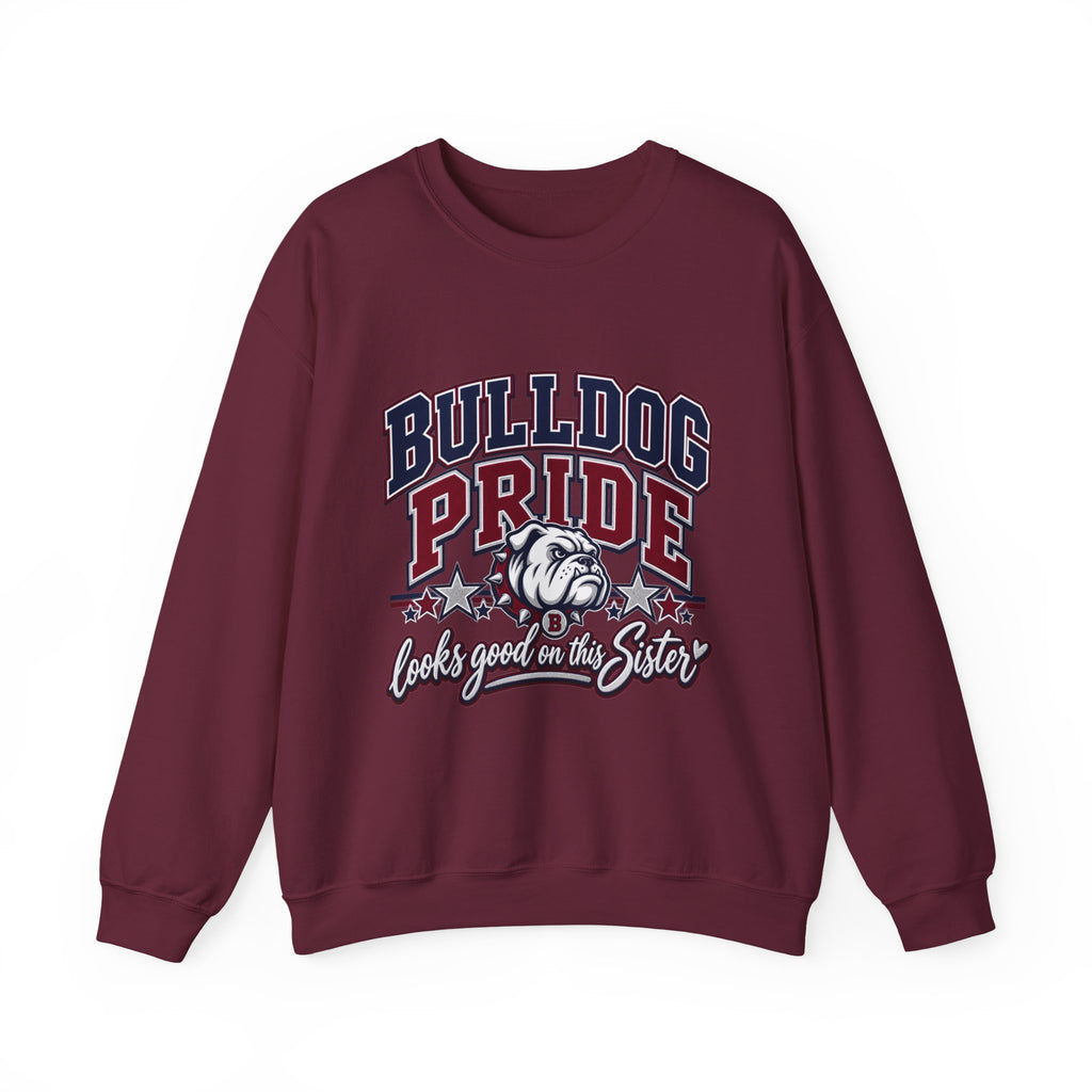 Bulldog Pride Sweatshirt – 'Looks Good on My Sister' Vintage Mascot Crewneck