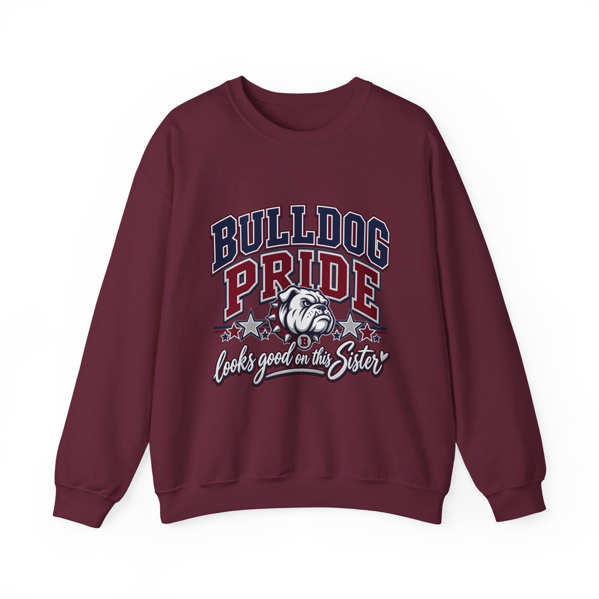 Bulldog Pride Sweatshirt – 'Looks Good on My Sister' Vintage Mascot Crewneck