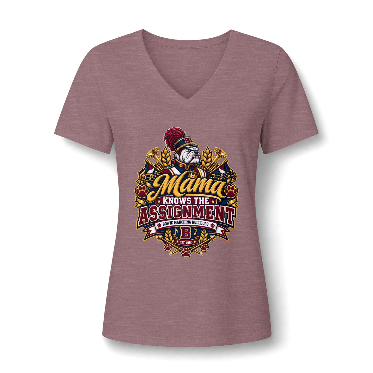 Women's V-Neck Tee — "Mama Knows the Assignment" Graphic Shirt