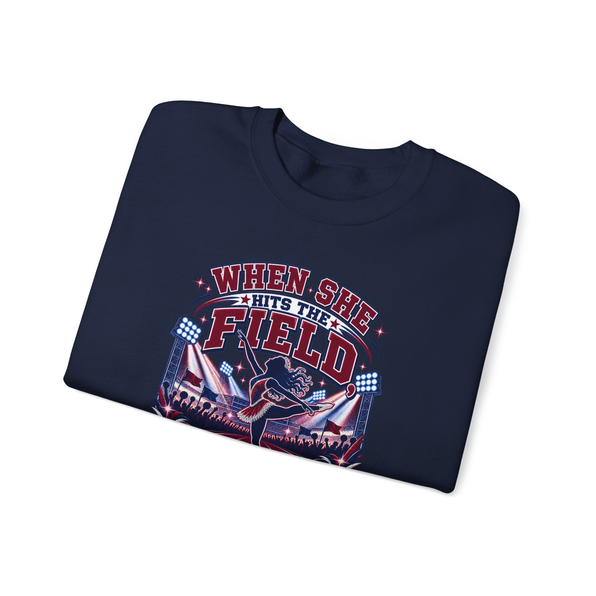 When She Hits the Field Grandpa Stands Up Sweatshirt — Baseball Grandpa Crewneck