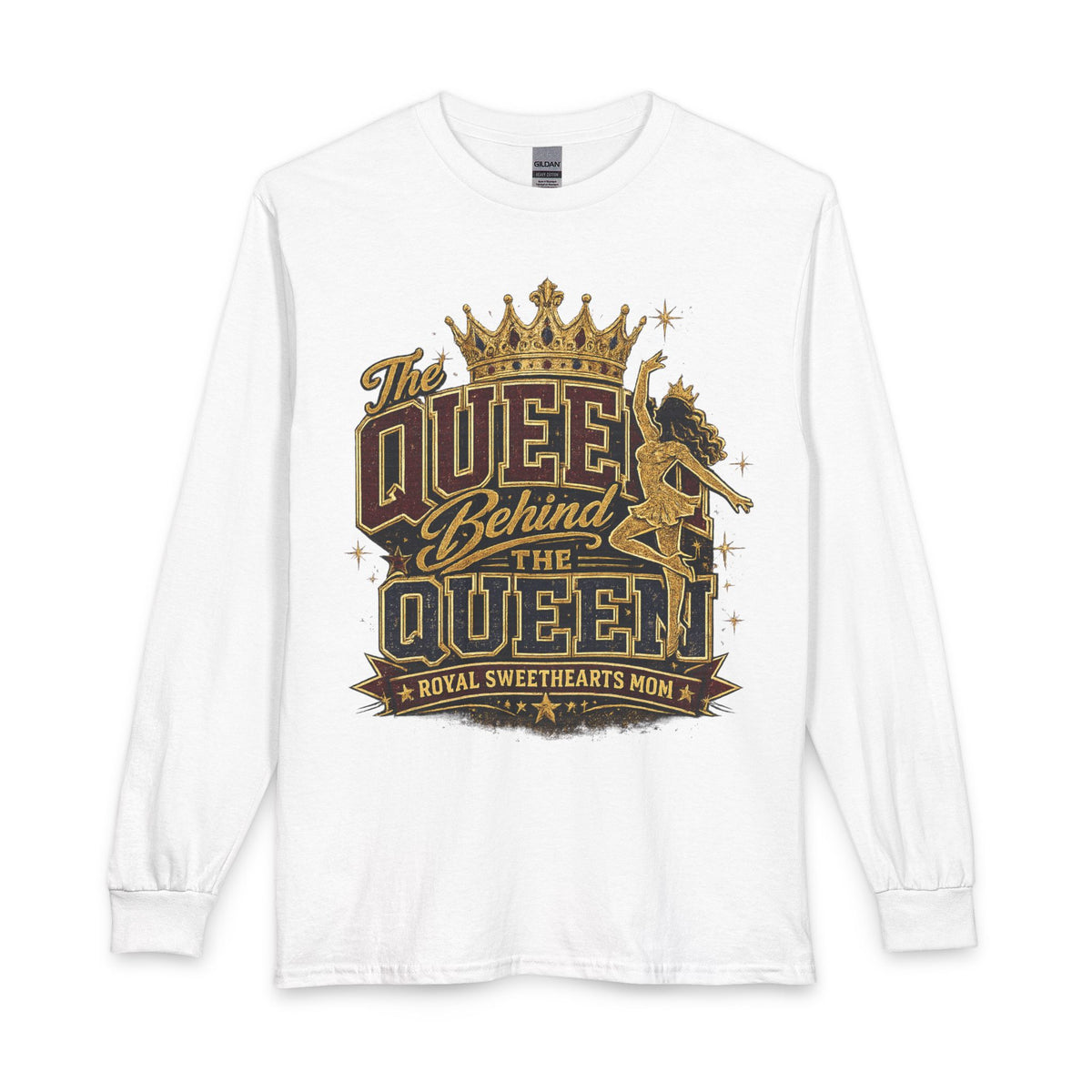 Long Sleeve T-Shirt — "The Queen Behind The Queen" Gold Crown Graphic