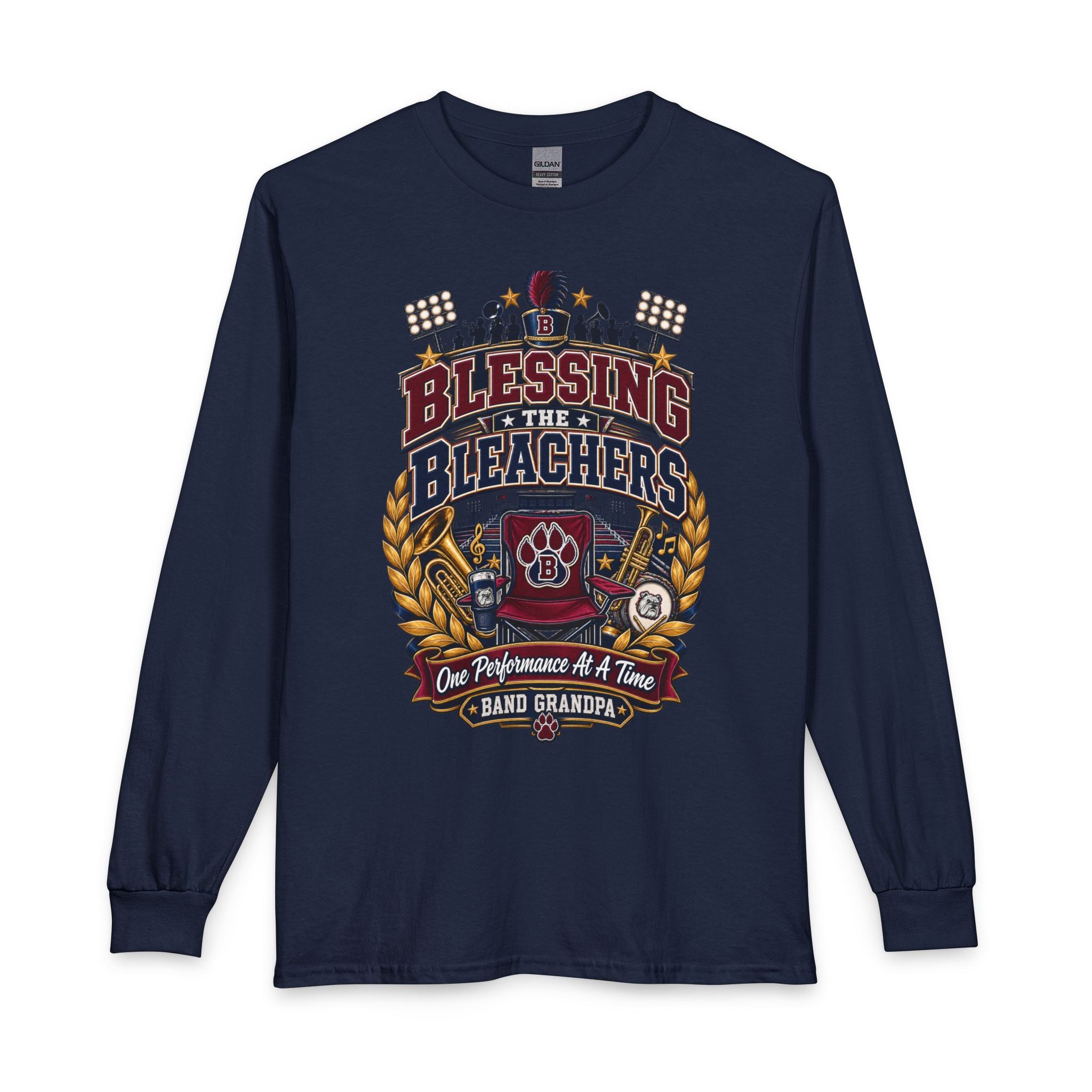 Blessing the Stands Long Sleeve T‑Shirt — 'One Performance At A Time' Band Grandpa Tee