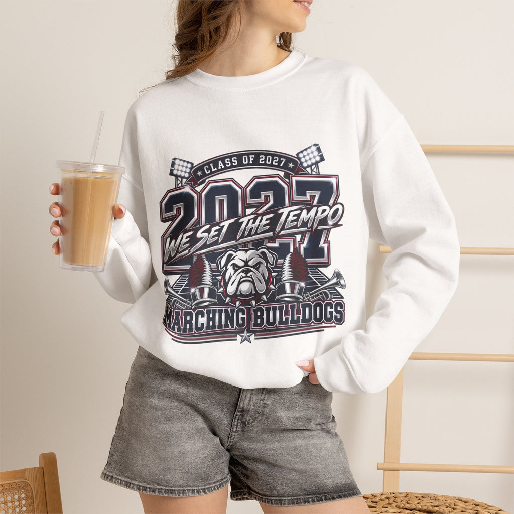 Crewneck Sweatshirt — "Class of 2027 We Set the Tempo" Marching Bulldogs