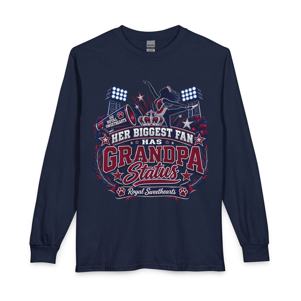 Grandpa Status Long Sleeve T-Shirt — "Her Biggest Fan Has Grandpa Status" Sports Fan Tee