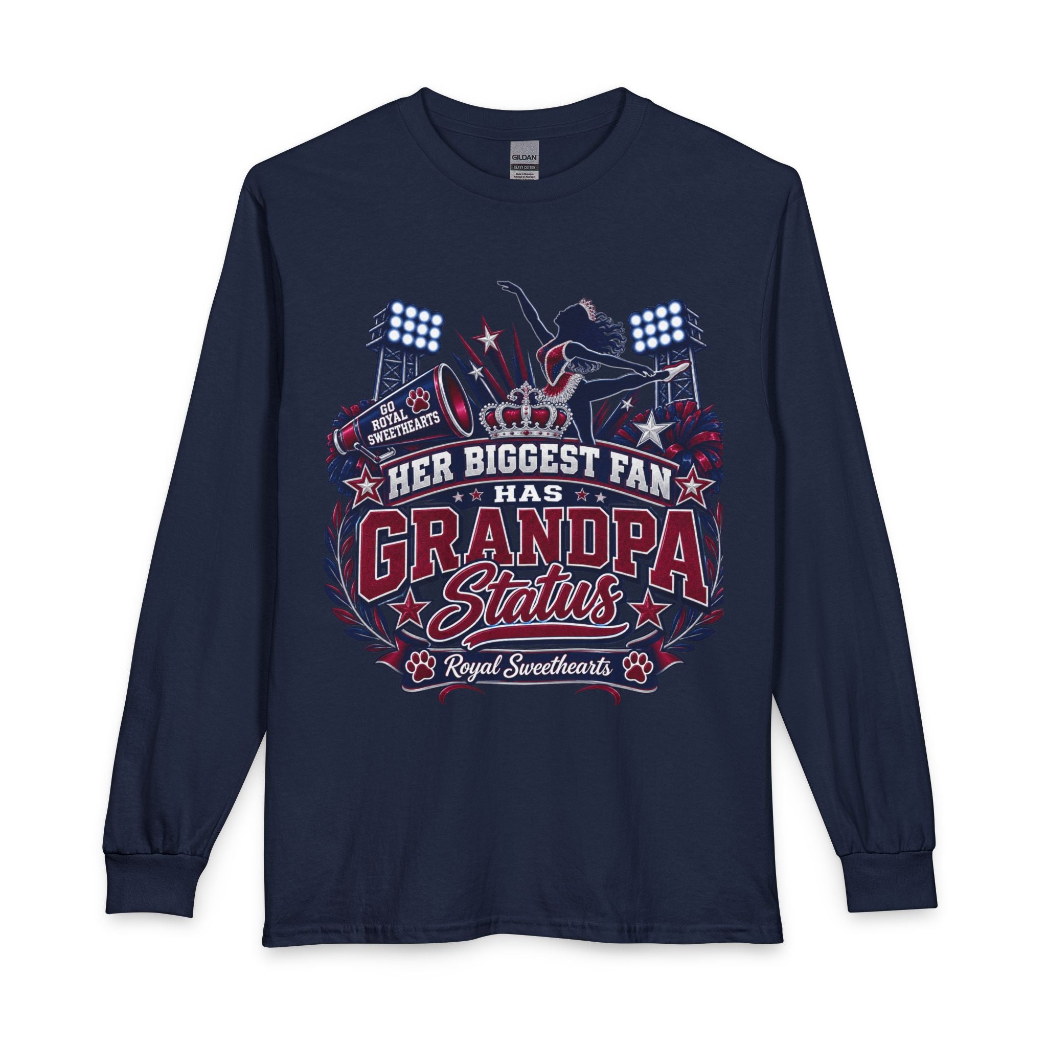 Grandpa Status Long Sleeve T-Shirt — "Her Biggest Fan Has Grandpa Status" Sports Fan Tee