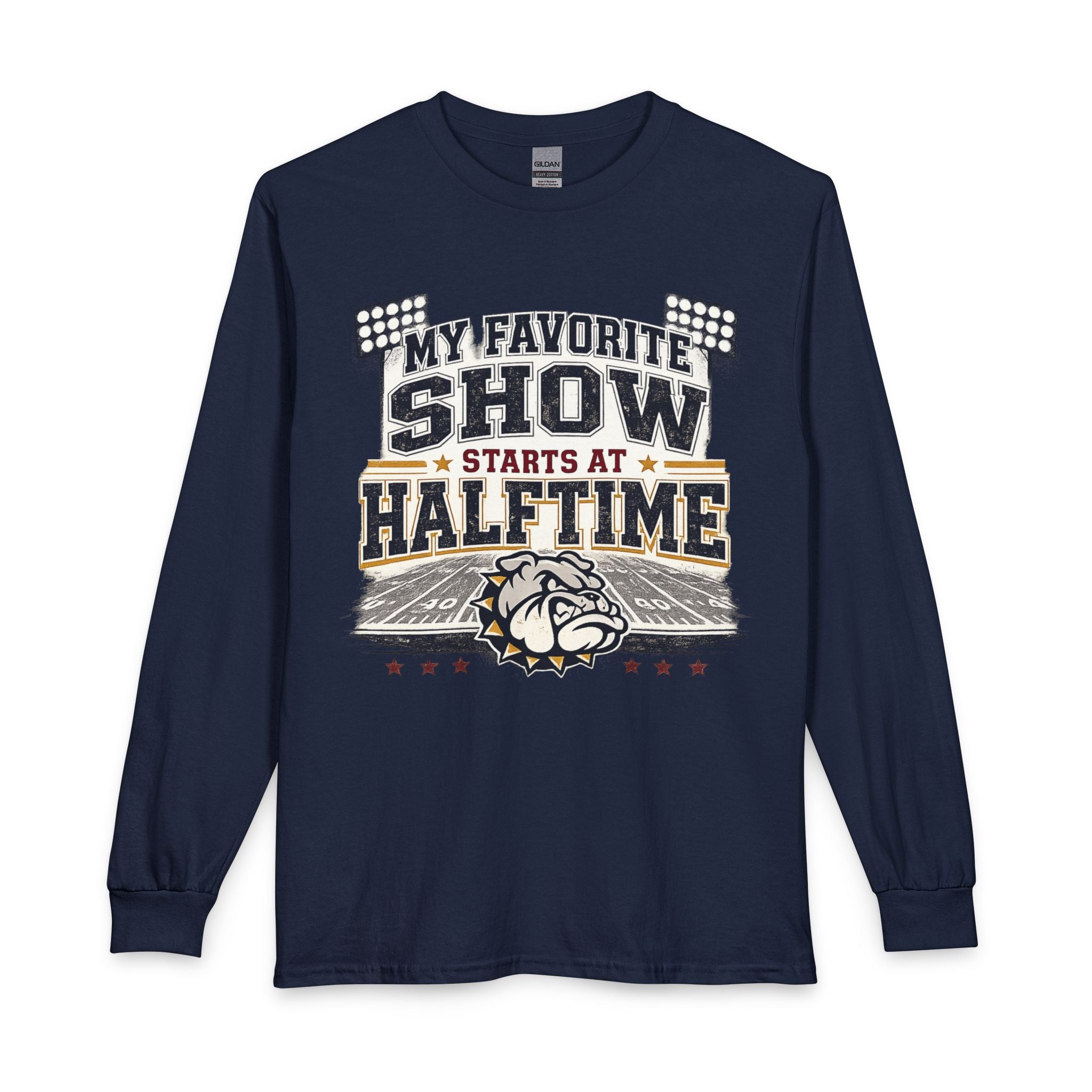 Halftime Show Football Long Sleeve Tee — "My Favorite Show Starts at Halftime"