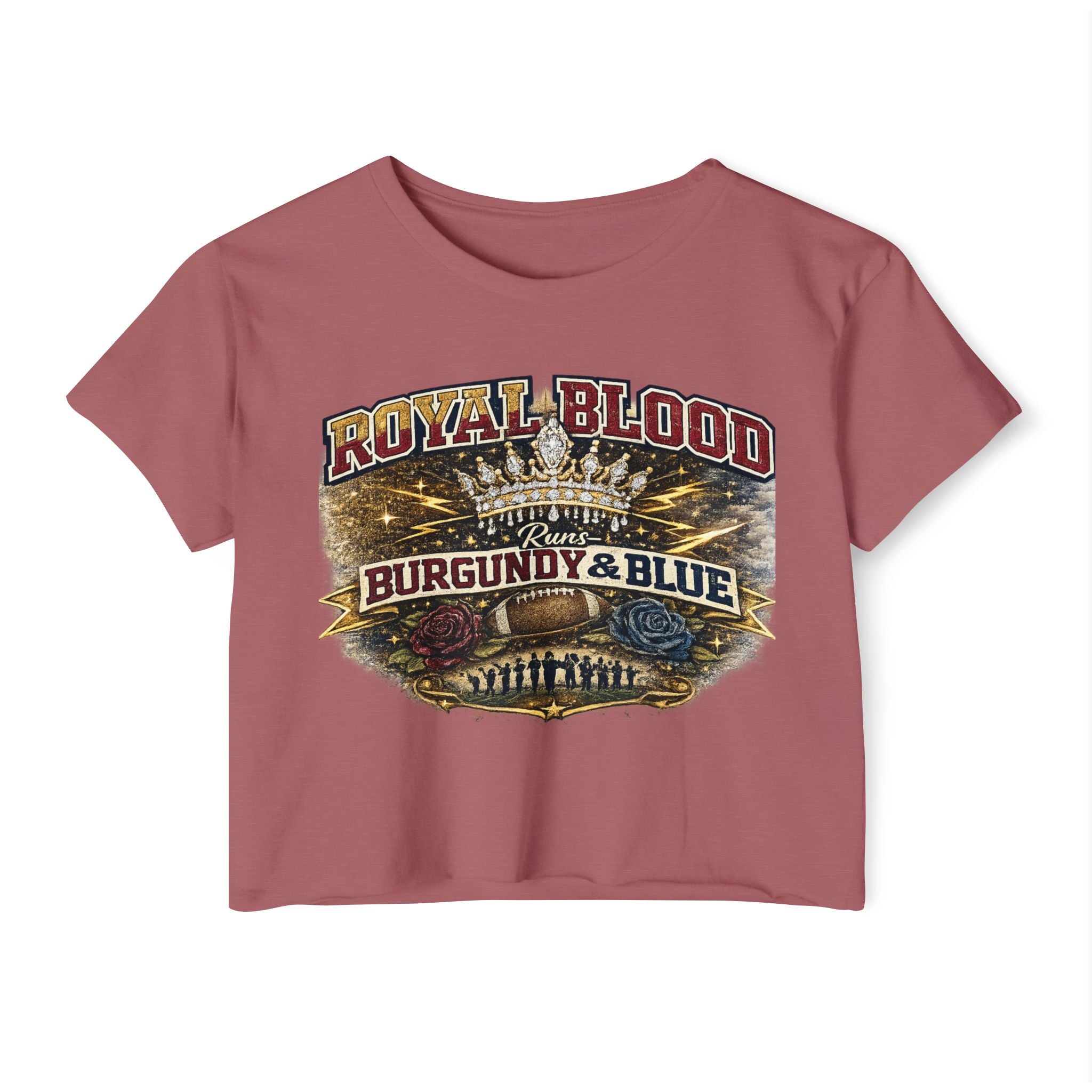 Royal Blood Burgundy & Blue Crop Top — Women's Festival Graphic Tee