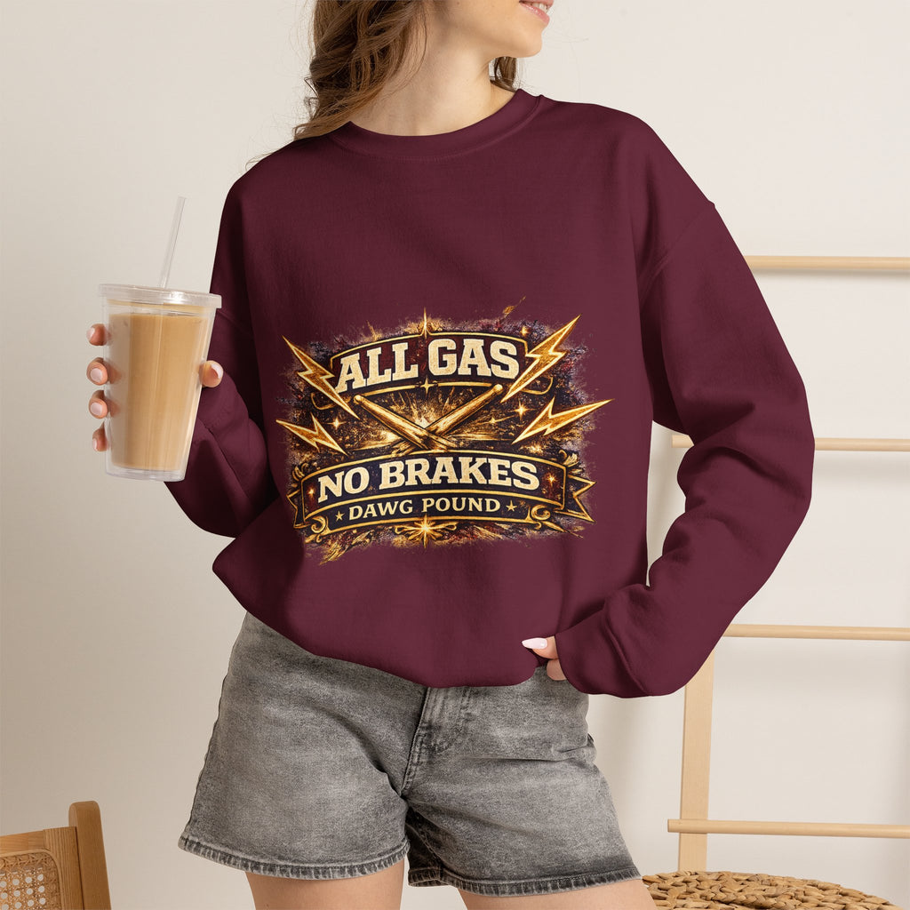 All Gas No Brakes Crewneck Sweatshirt — Vintage Racing Graphic Pullover