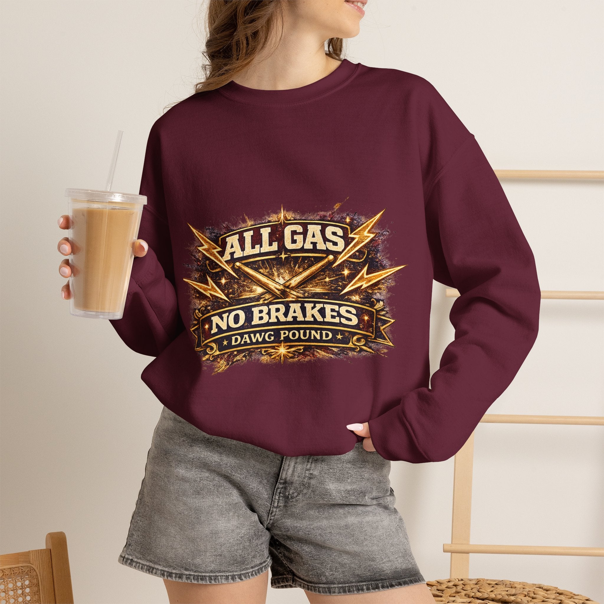 All Gas No Brakes Crewneck Sweatshirt — Vintage Racing Graphic Pullover