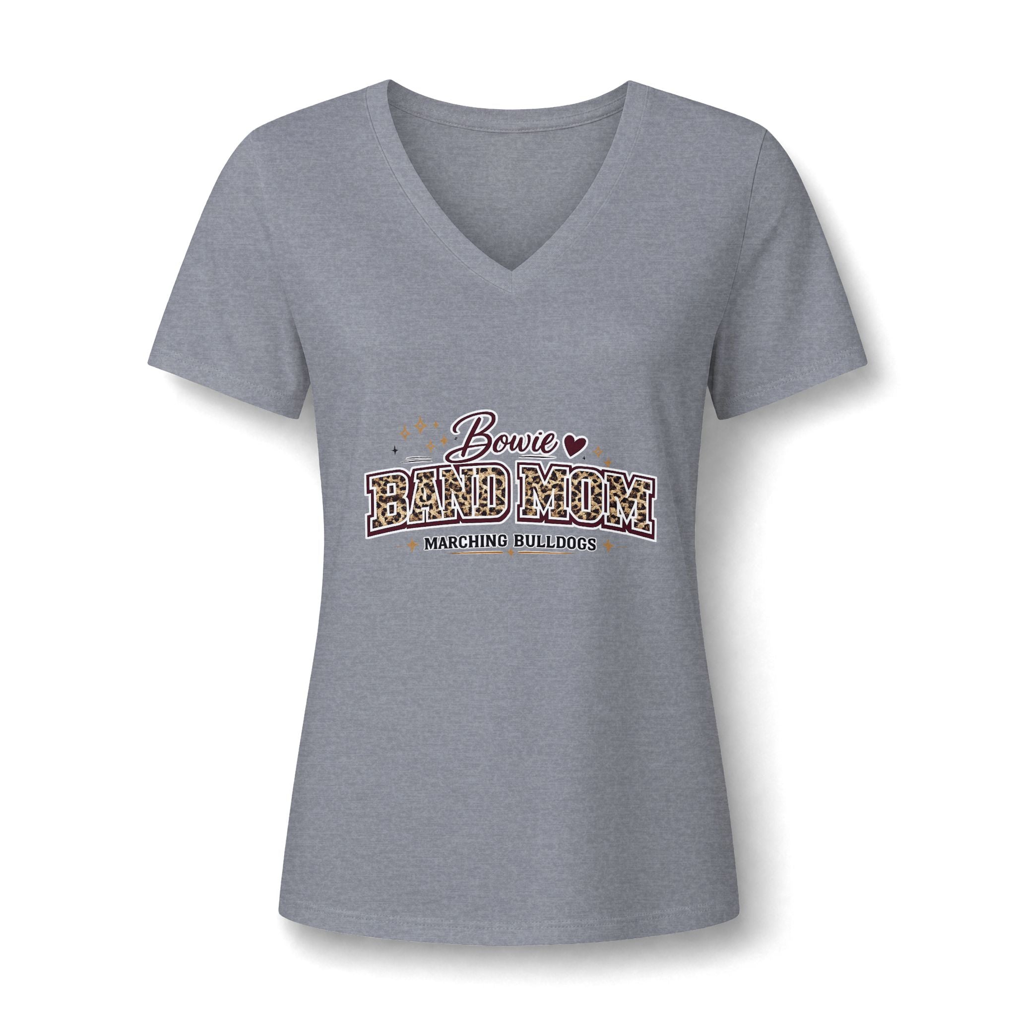 Band Mom V-Neck Tee – "Bowie Band Mom" Marching Bulldogs Support Shirt