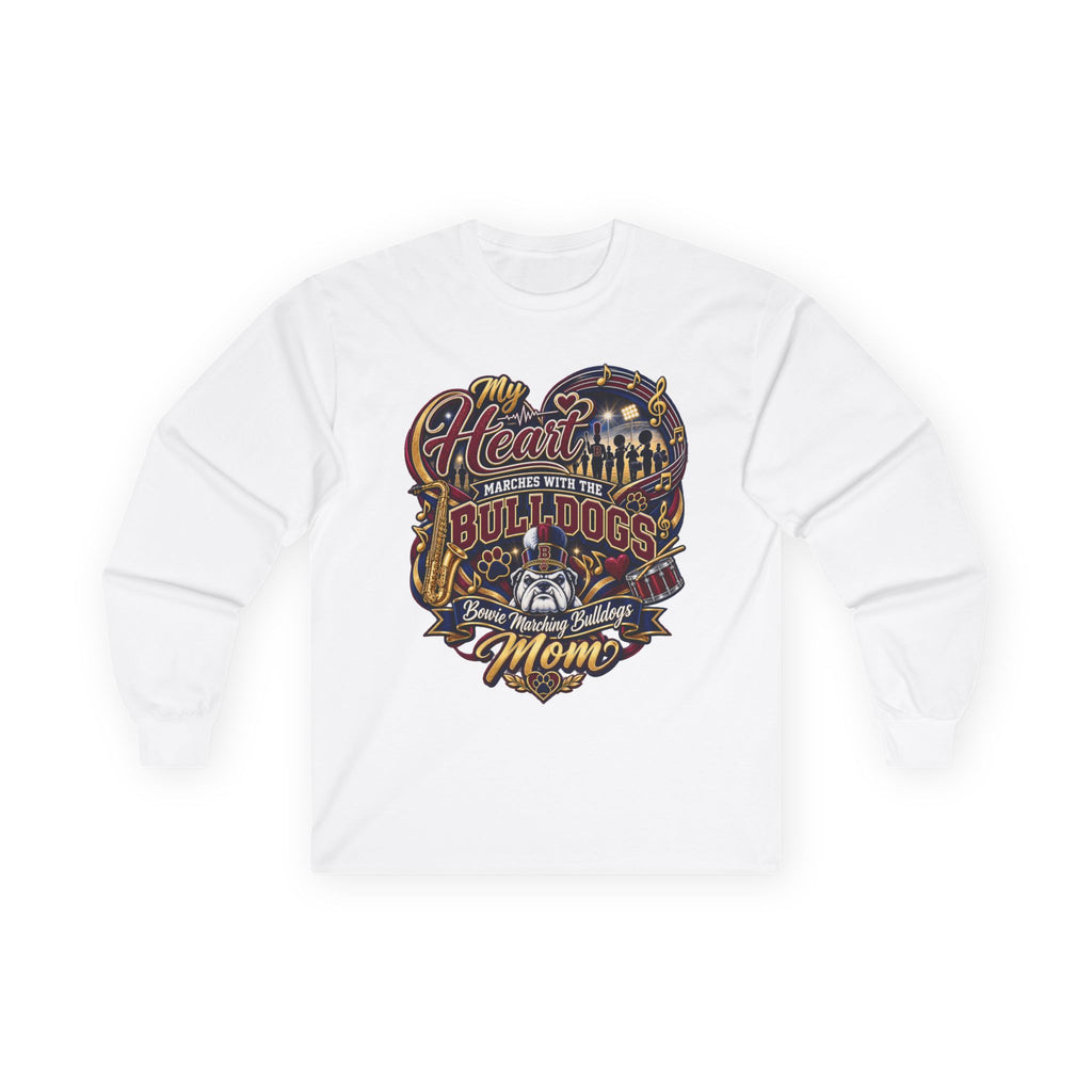 Bulldogs Mom Long Sleeve Tee — "My Heart Belongs to the Bulldogs" Fan Shirt