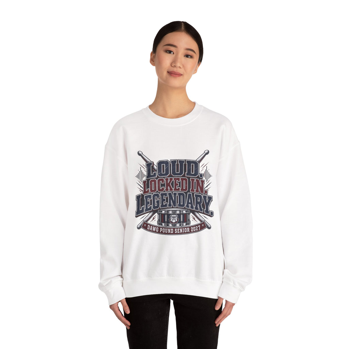 Crewneck Sweatshirt — "Loud Locked In Legendary" Vintage Baseball Senior 2027