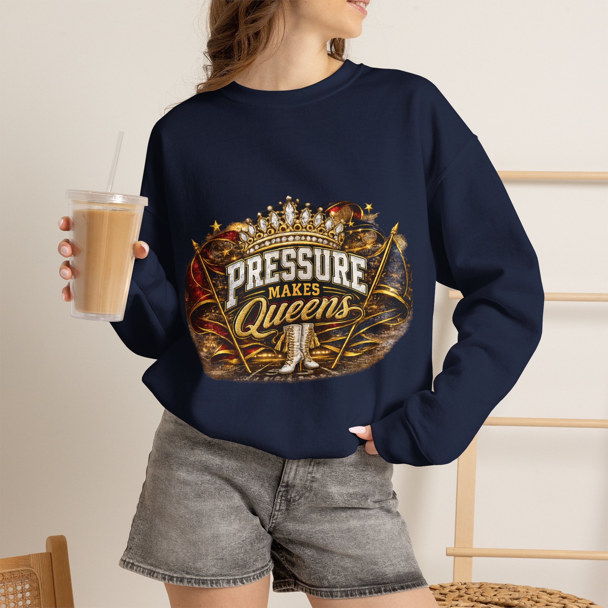 Pressure Makes Queens Sweatshirt — Empowering Motivational Crewneck