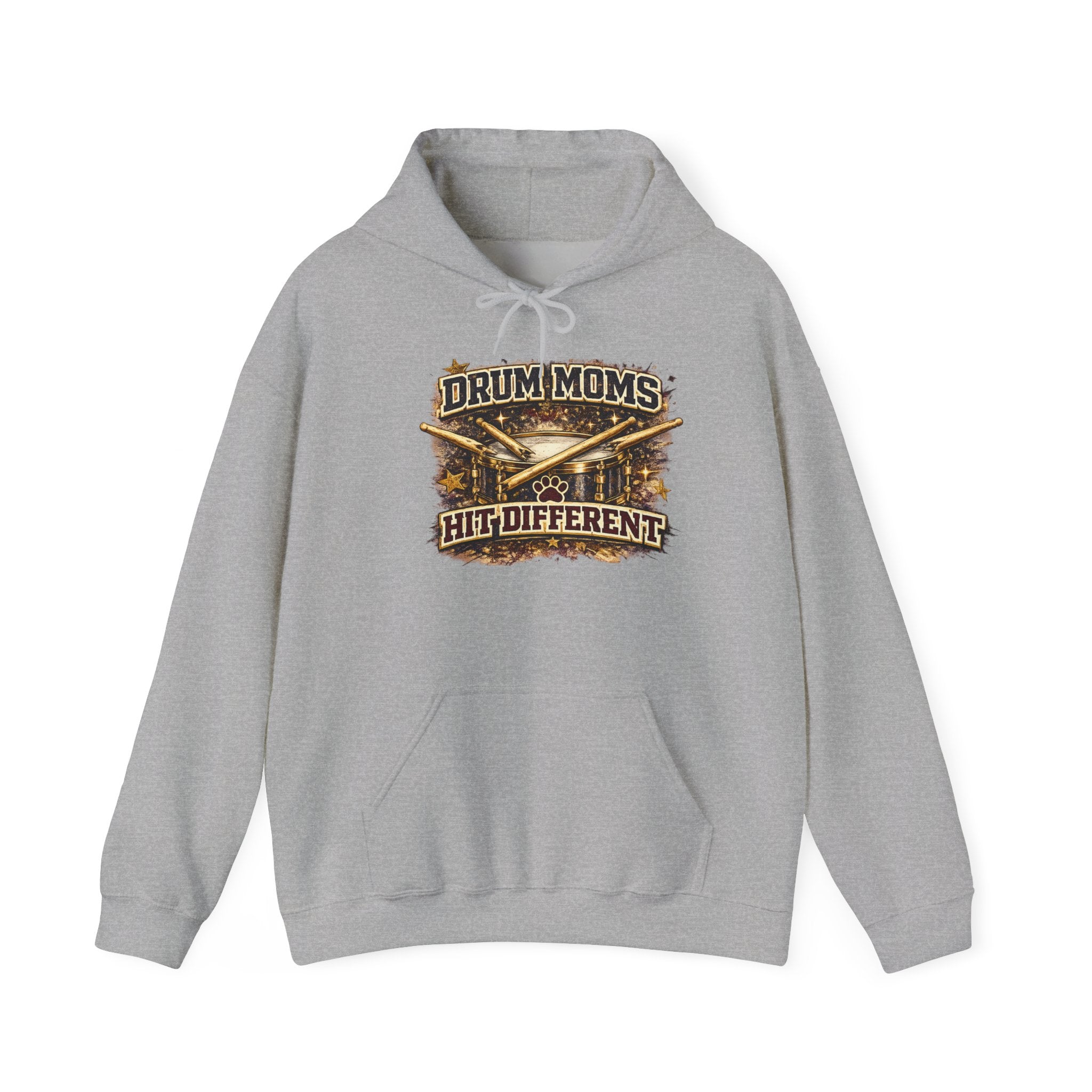 Drum Moms Hoodie - "Drum Moms Hit Different" Vintage Drumsticks Graphic
