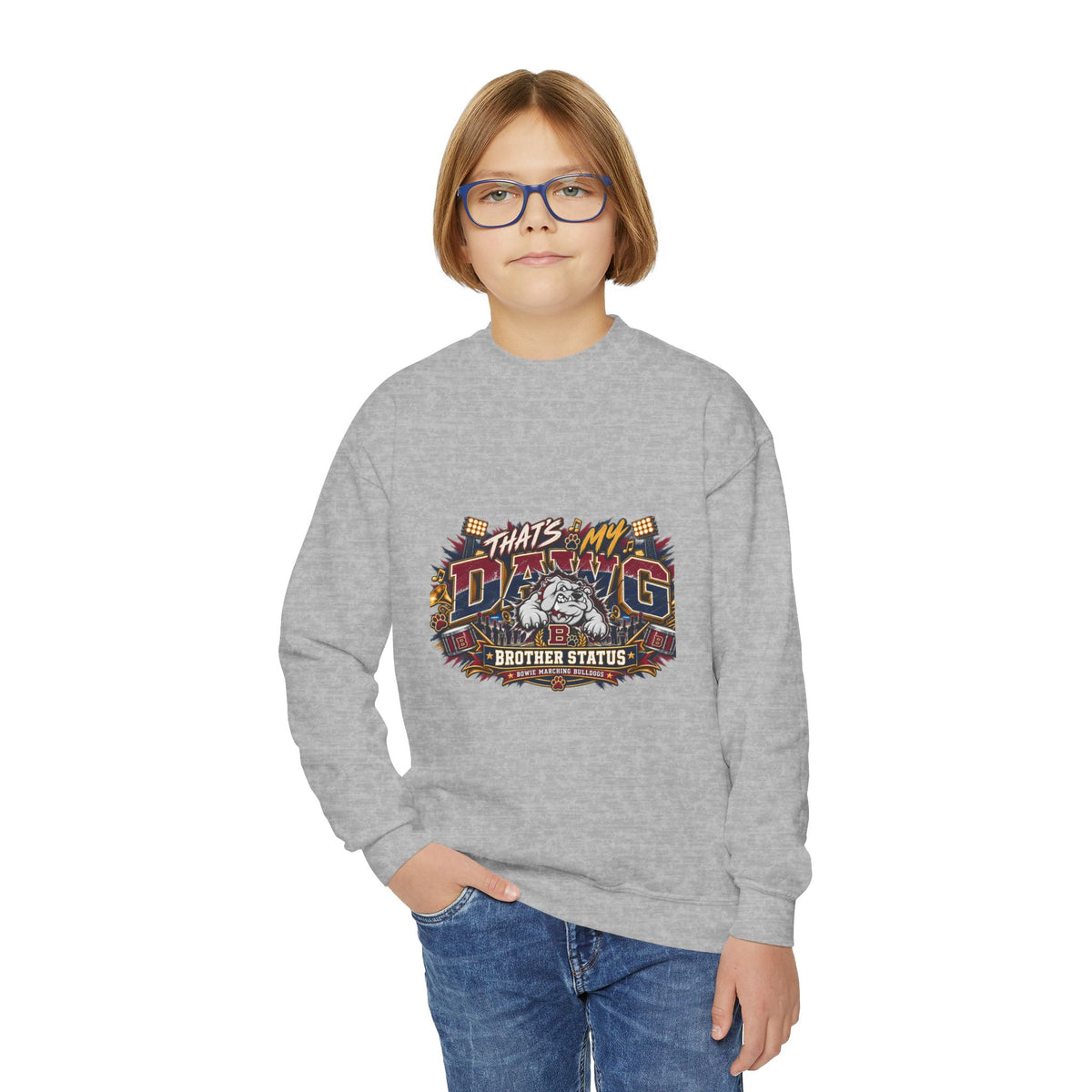 Youth Crewneck Sweatshirt – "That's My Dawg" Retro Graphic Pullover