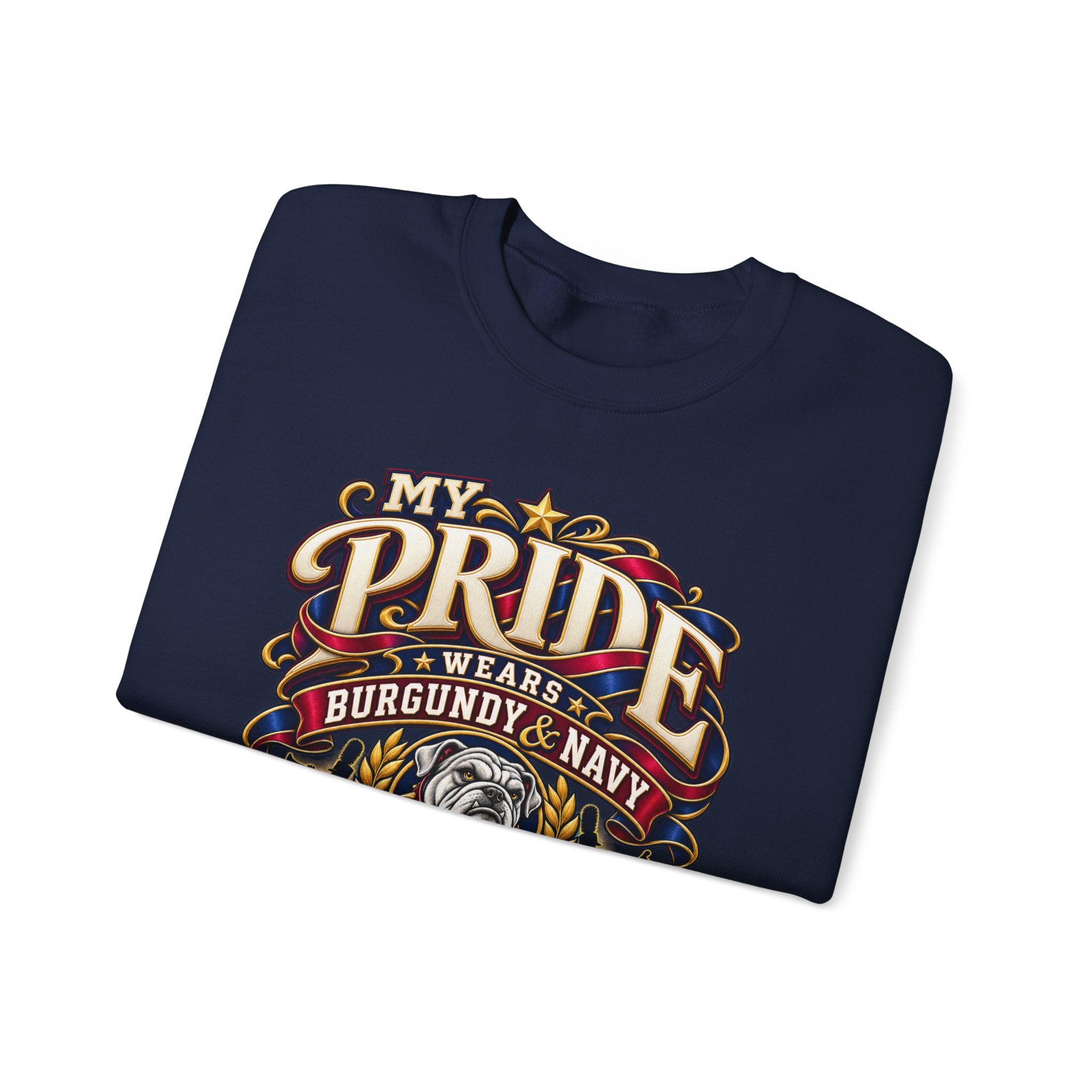 Bulldog Mom Pride Crewneck Sweatshirt – "My Pride Wears Burgundy & Navy"