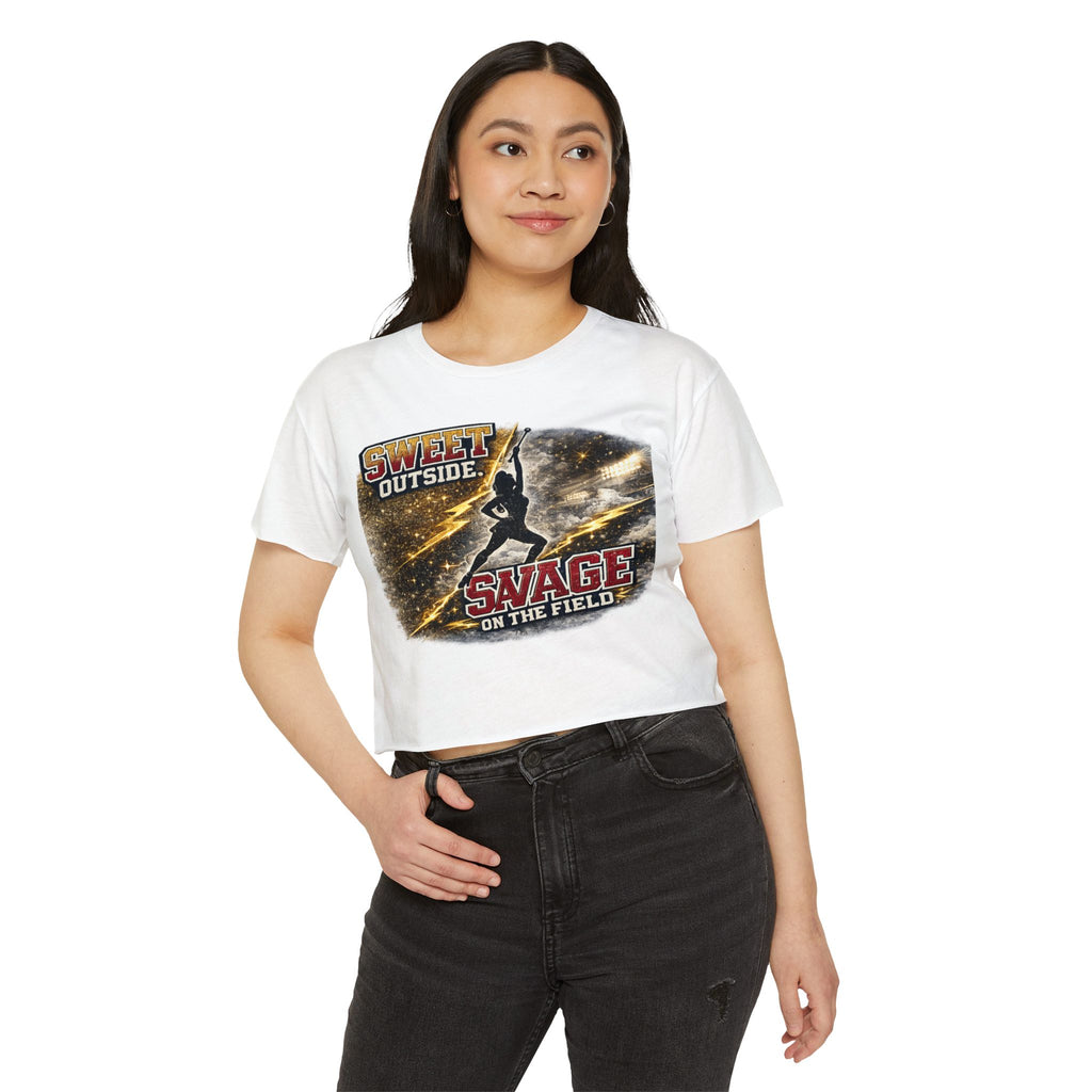 Festival Crop Top — "Sweet Outside, Savage on the Field" Graphic