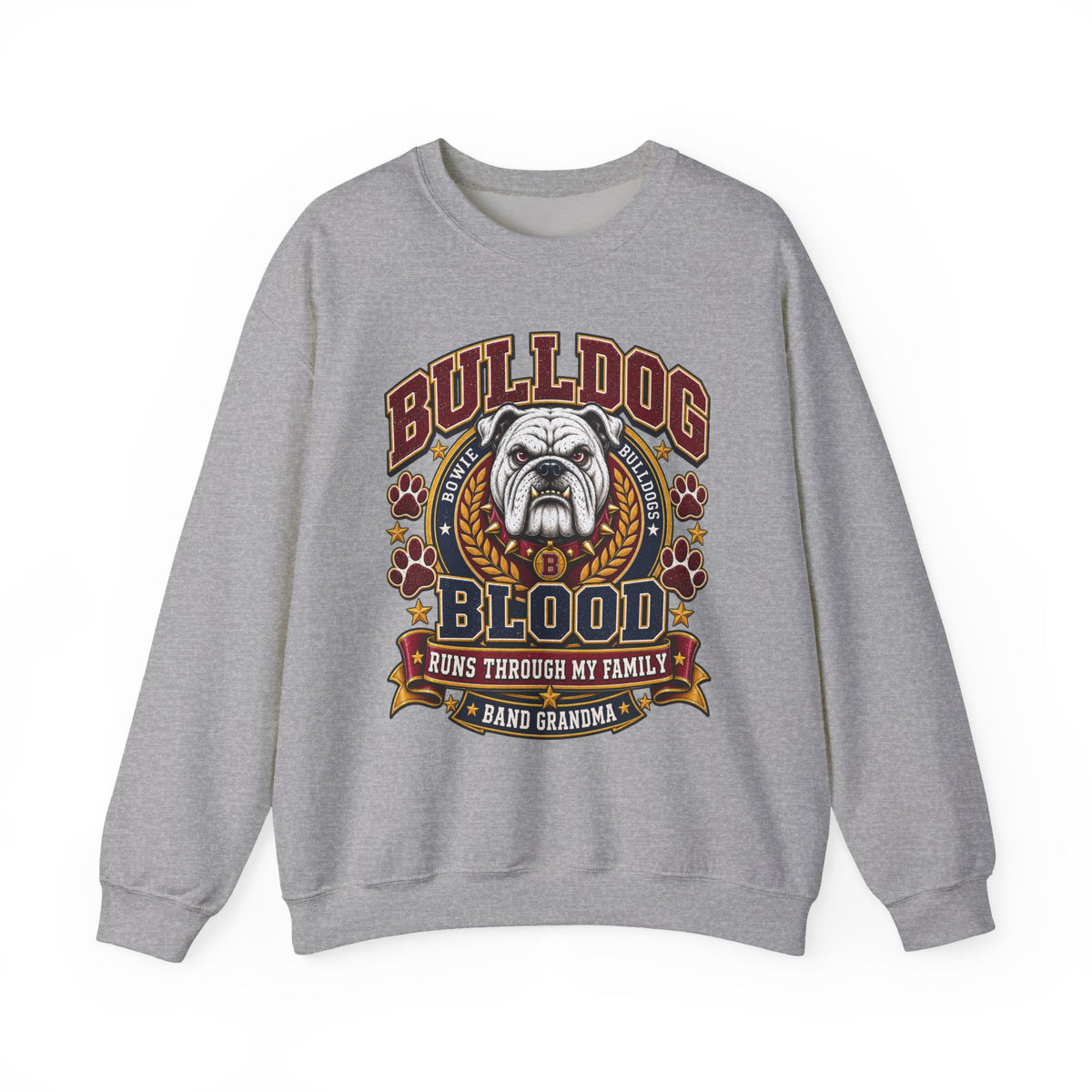 Bulldog Blood Crewneck Sweatshirt — Band Grandma Vintage Mascot Graphic