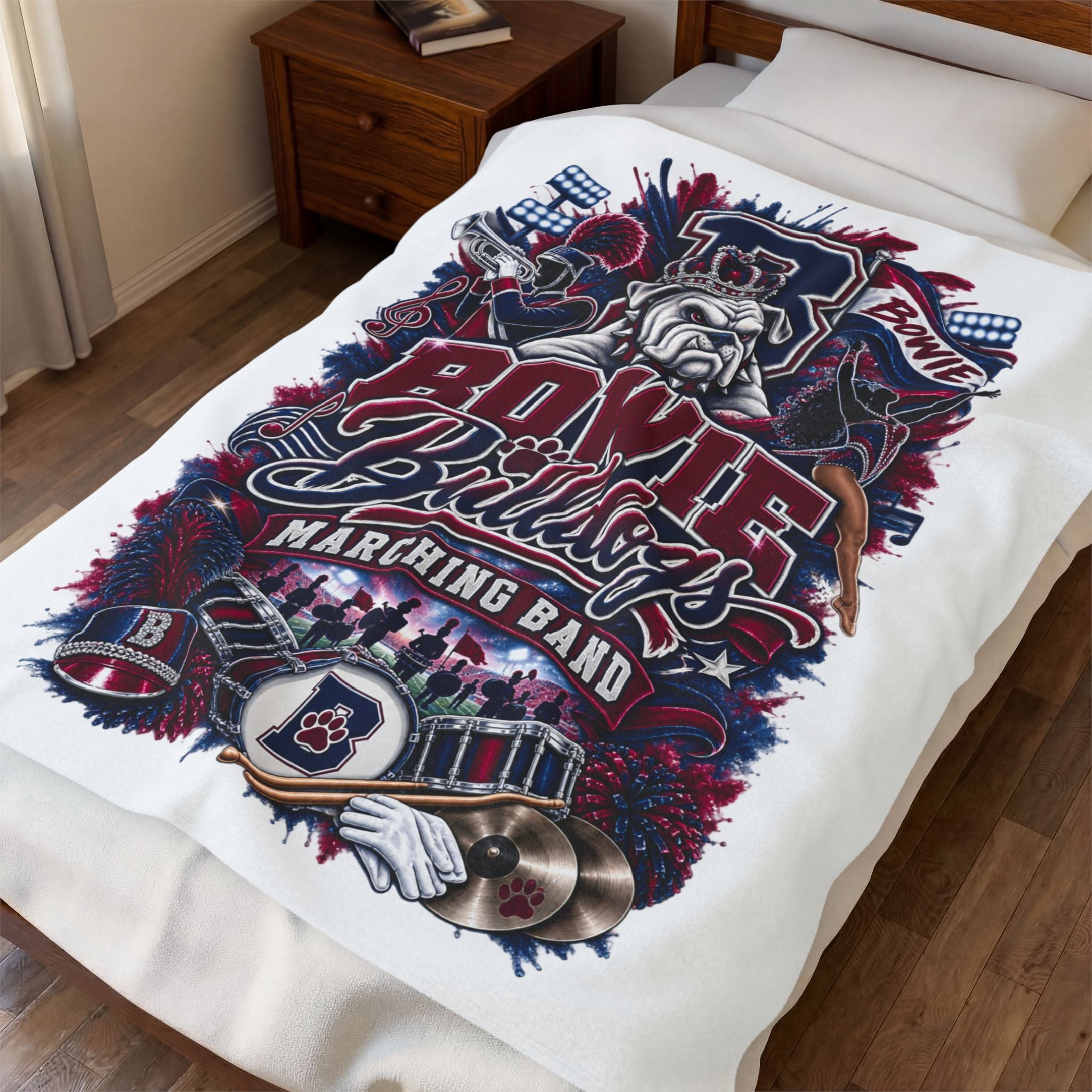 Velveteen Plush Blanket – Bowie Bulldogs Marching Band Plush Throw