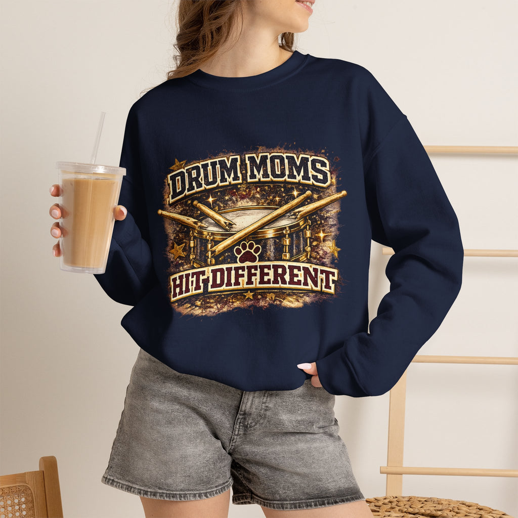 Drum Moms Crewneck Sweatshirt – "Drum Moms Hit Different" Graphic